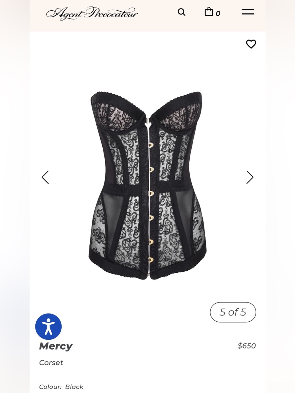 The Mercy Corset by Agent Provocateur US size 8.
